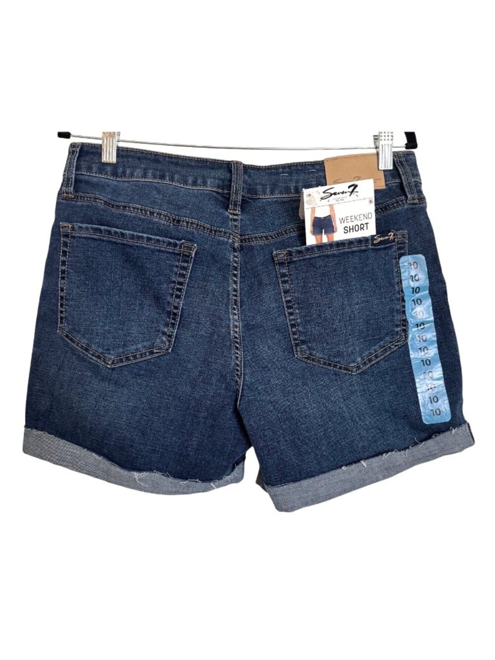 Seven 7 Weekend Short Size 10 Cuffed Denim Short 5” inseam NWT Medium Wash - Picture 4 of 14